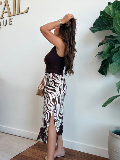 Zebra Satin Skirt