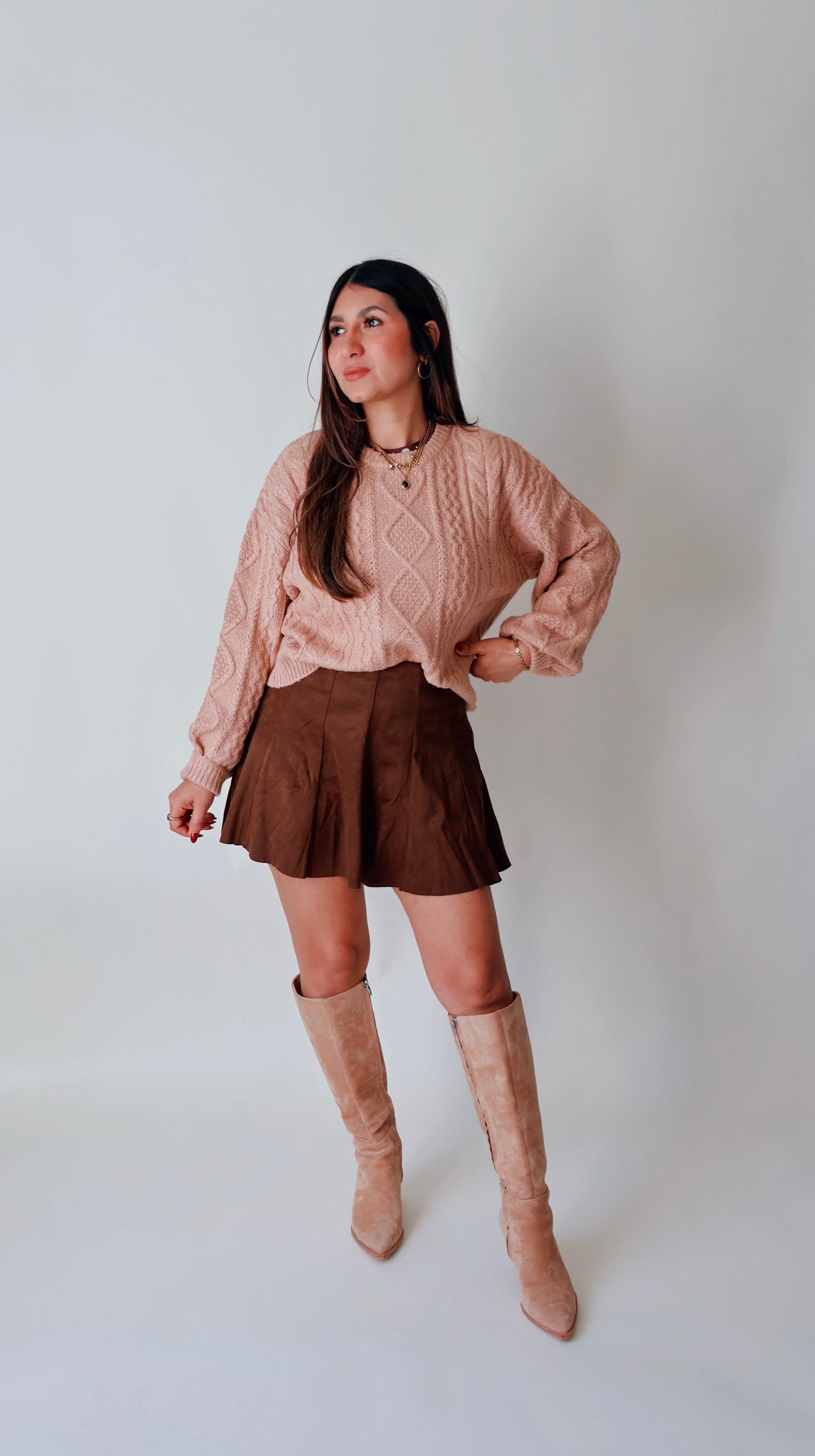 Cable Knit Balloon Sleeve Sweater