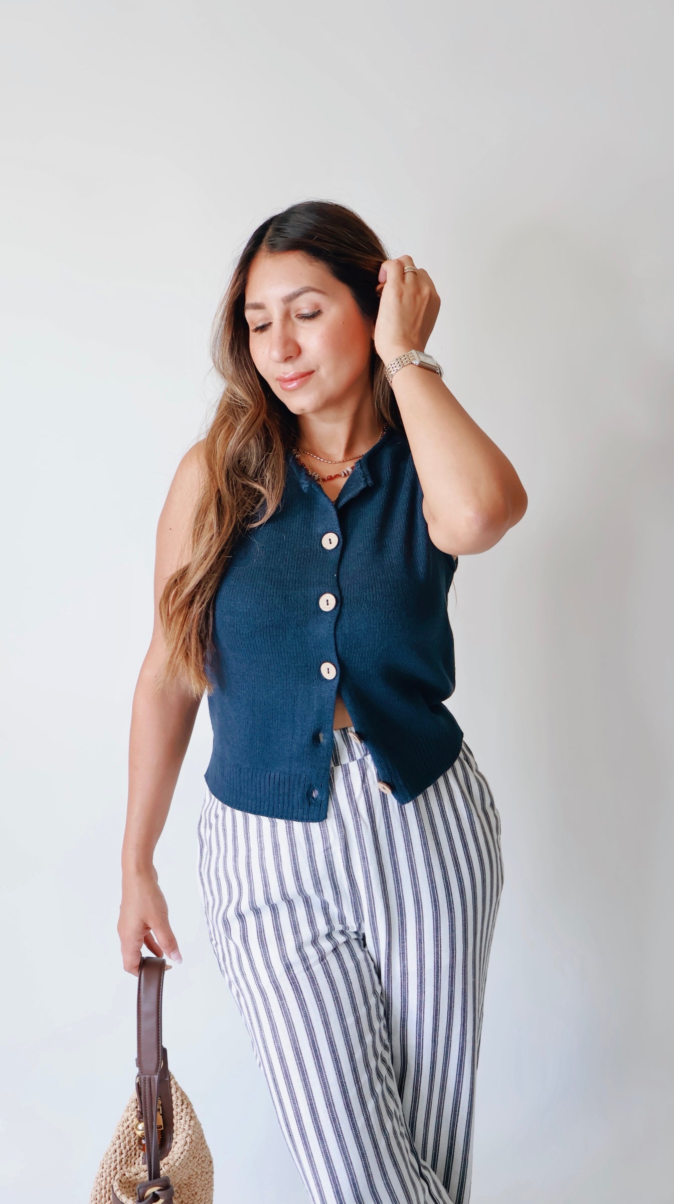 Navy Raw Edge Vest