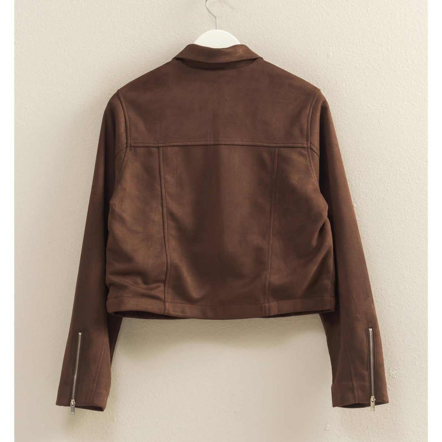 Collared Suede Zip Up Jacket