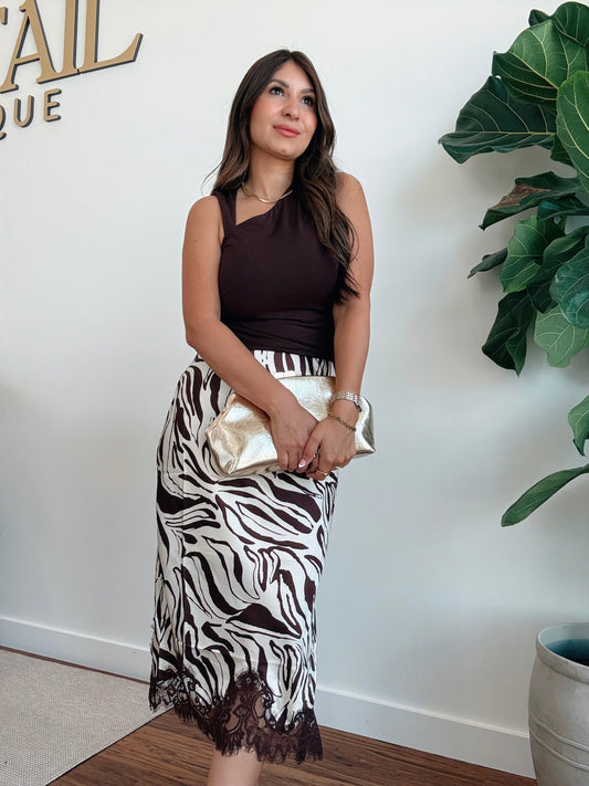 Zebra Satin Skirt