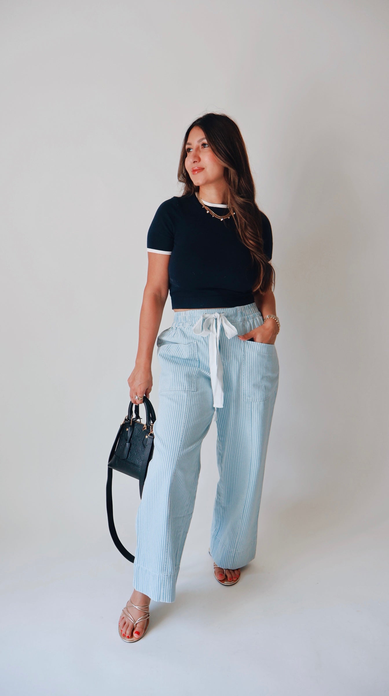 Striped Wide Leg Denim