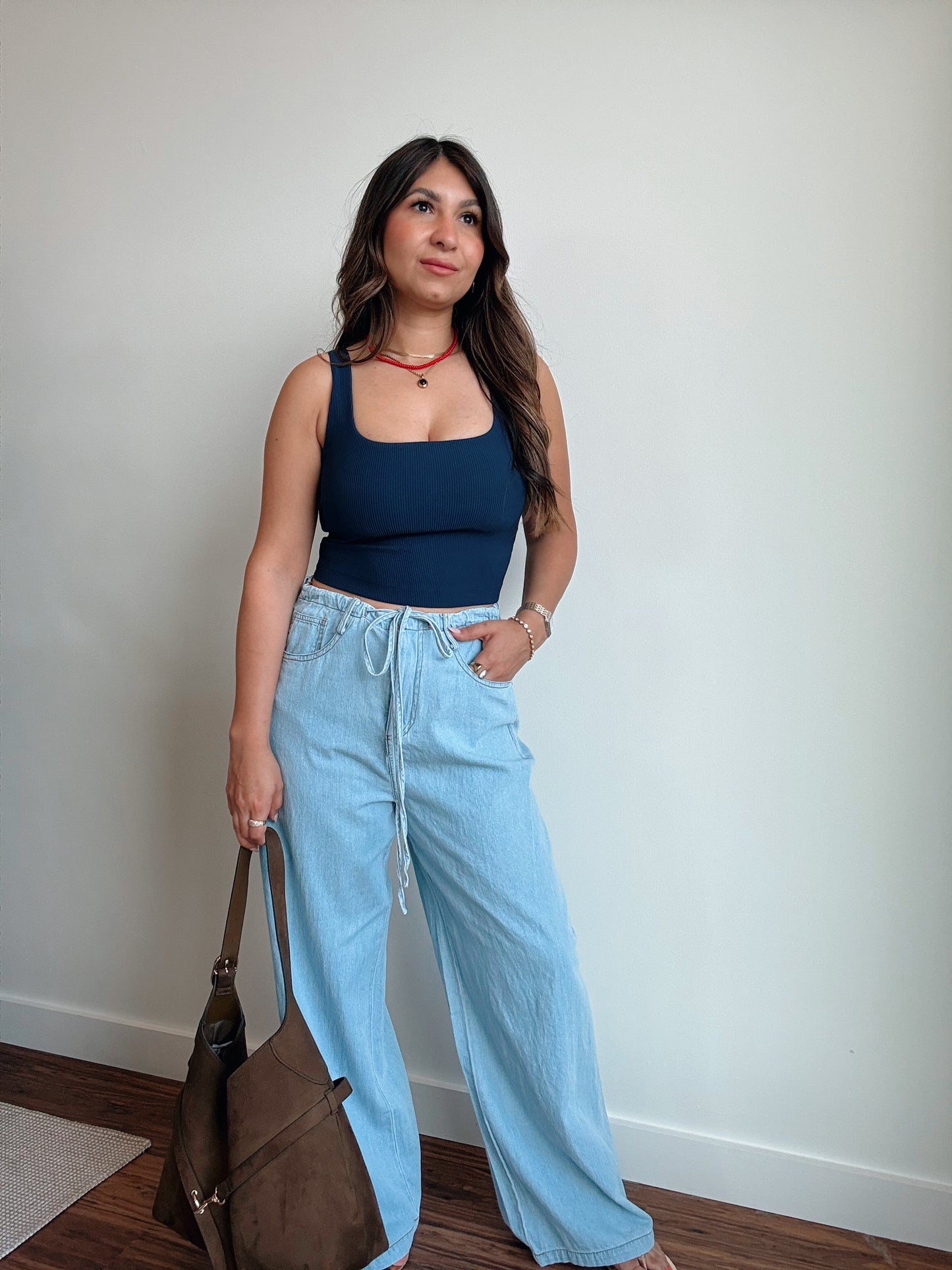 Navy Ribbed Tank