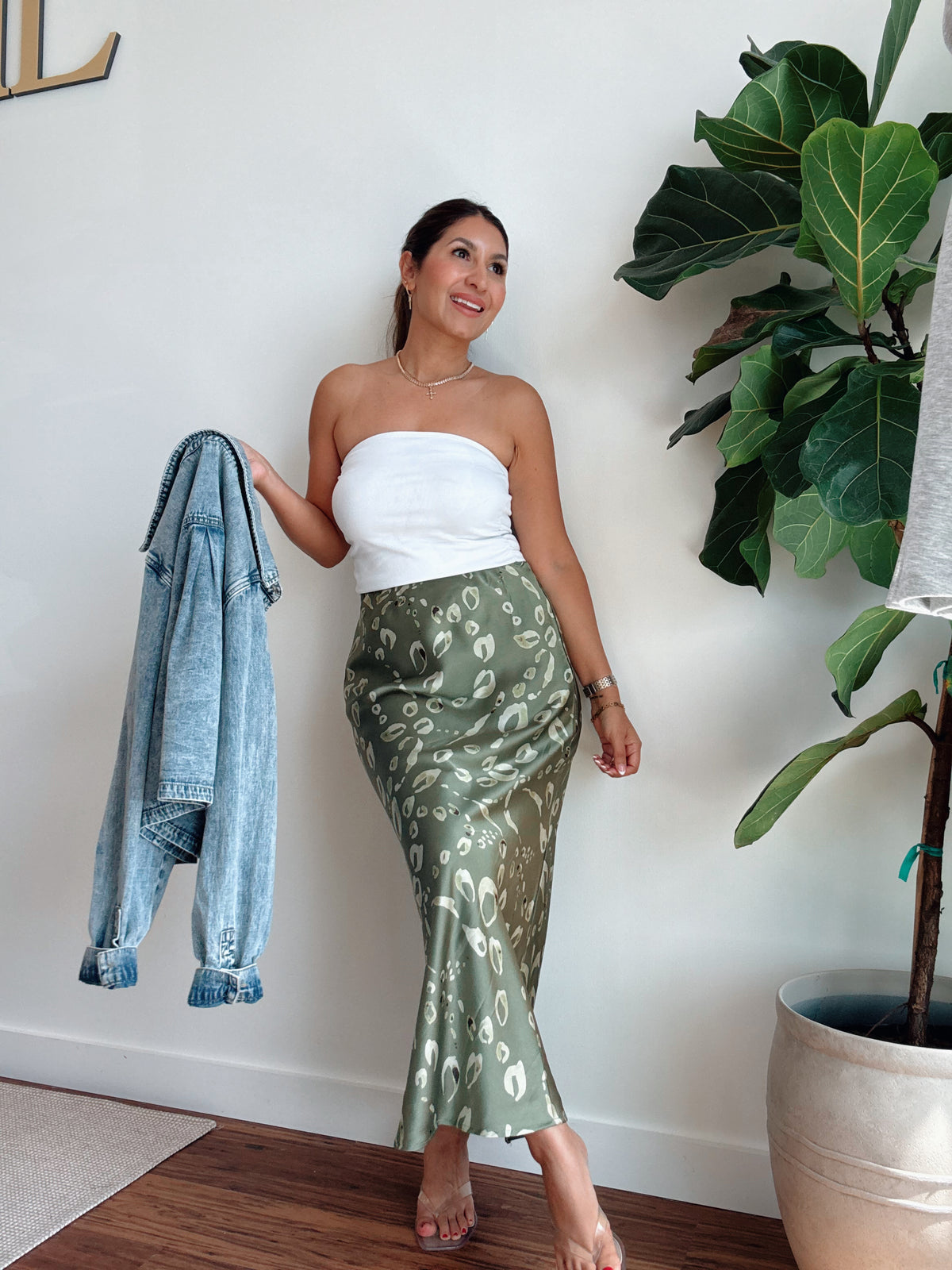 Chartreuse Satin Skirt