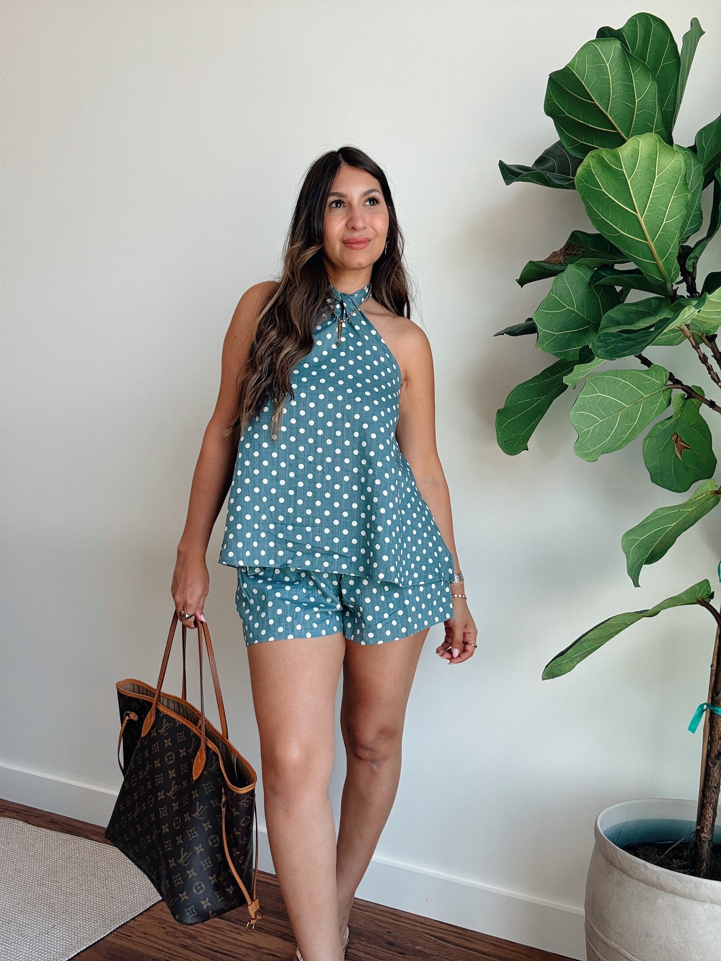 Polka Dot Halter & Shorts Set