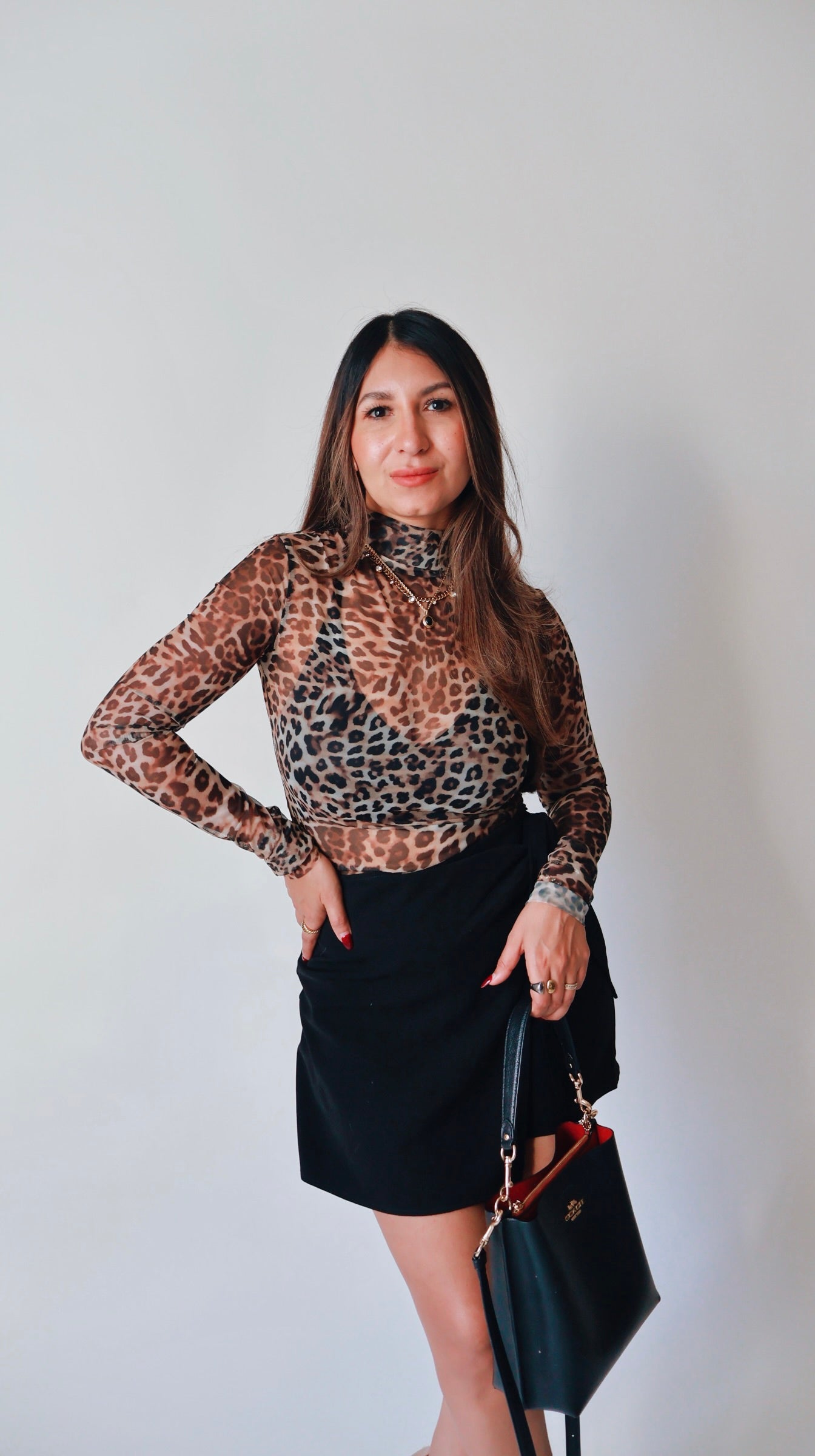 Lux Sheer Leopard Turtleneck