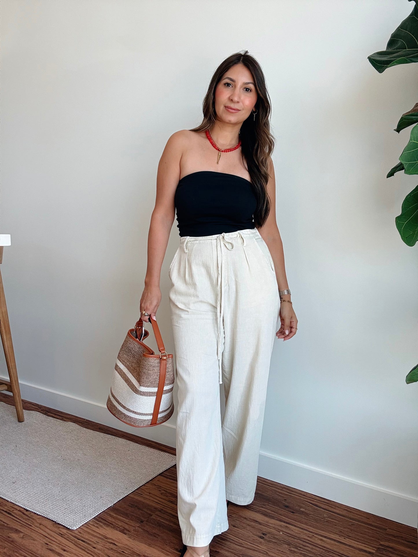 Tami Beige Drawstring Pants