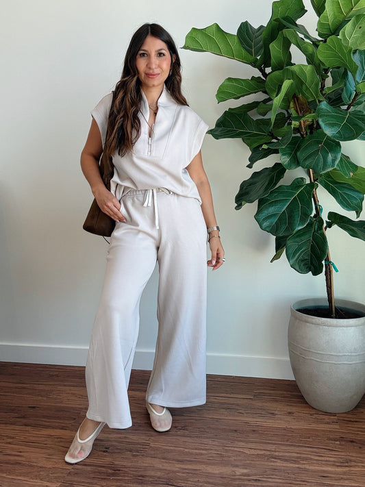 Beige Wide Leg Pants