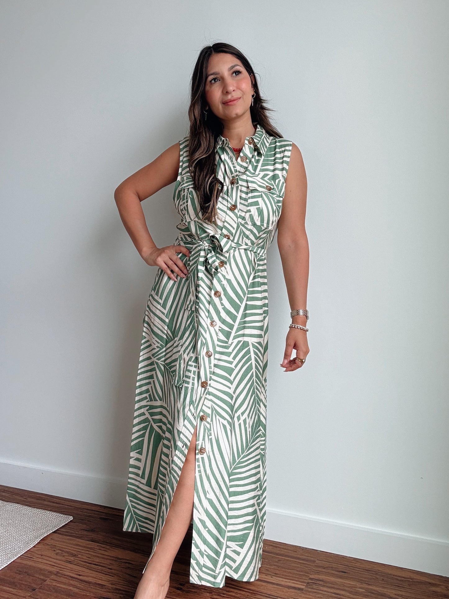 Wild Tides Sleeveless Shirt Dress