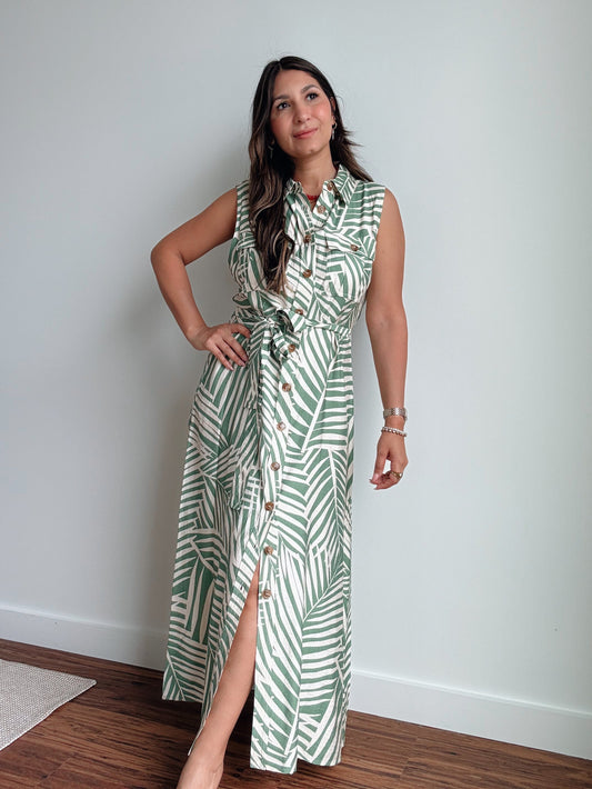 Wild Tides Sleeveless Shirt Dress