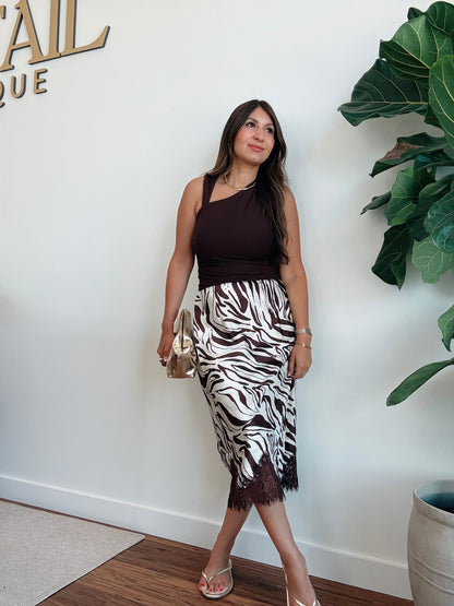Zebra Satin Skirt