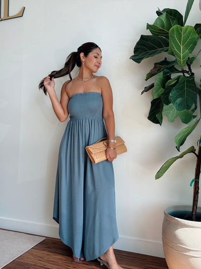 Slate Smocked Jumpsuit
