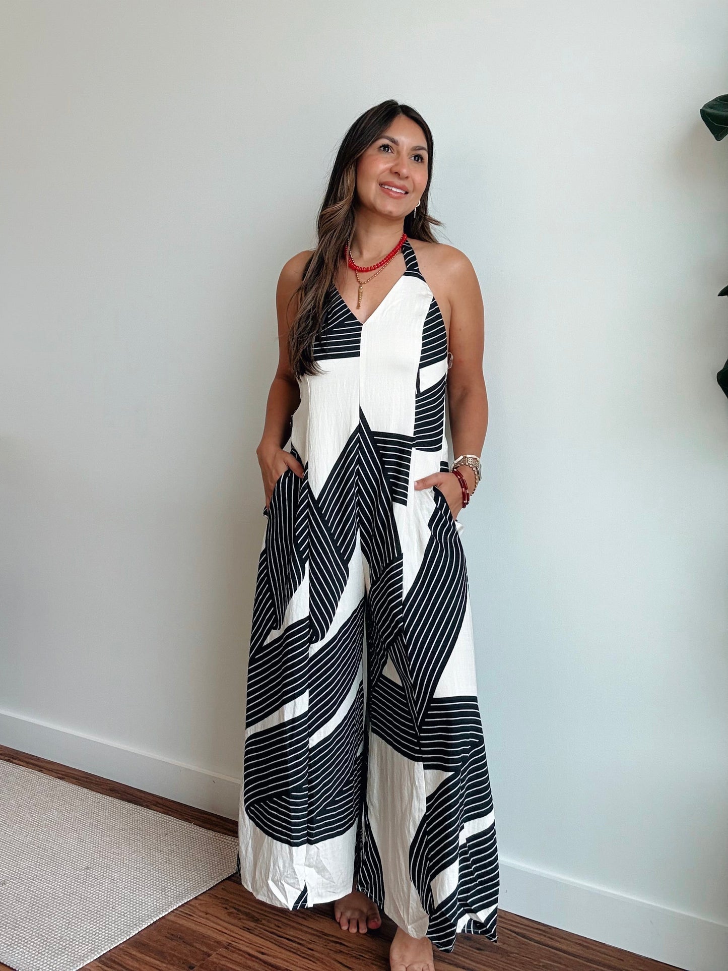 Abstract Halter Neck Jumpsuit
