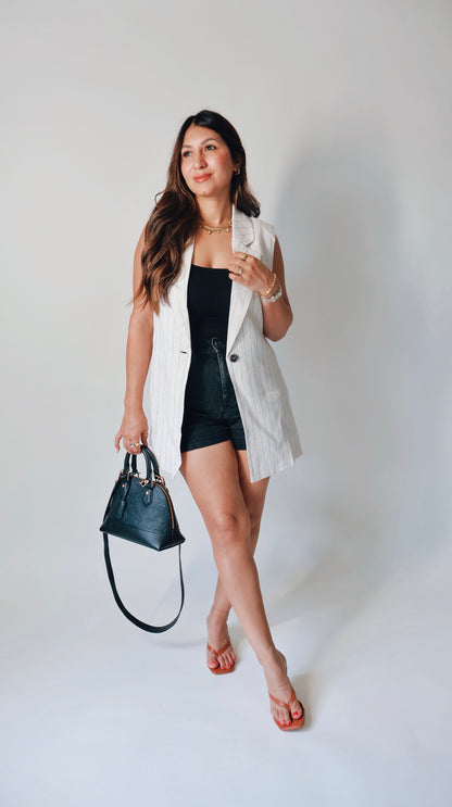 Sleeveless Linen Blazer