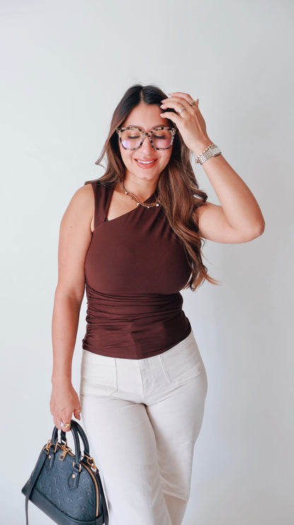 Chocolate Asymmetrical Top