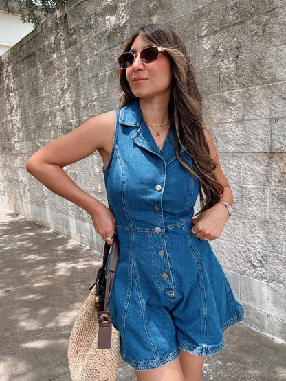 Flounce Denim Romper