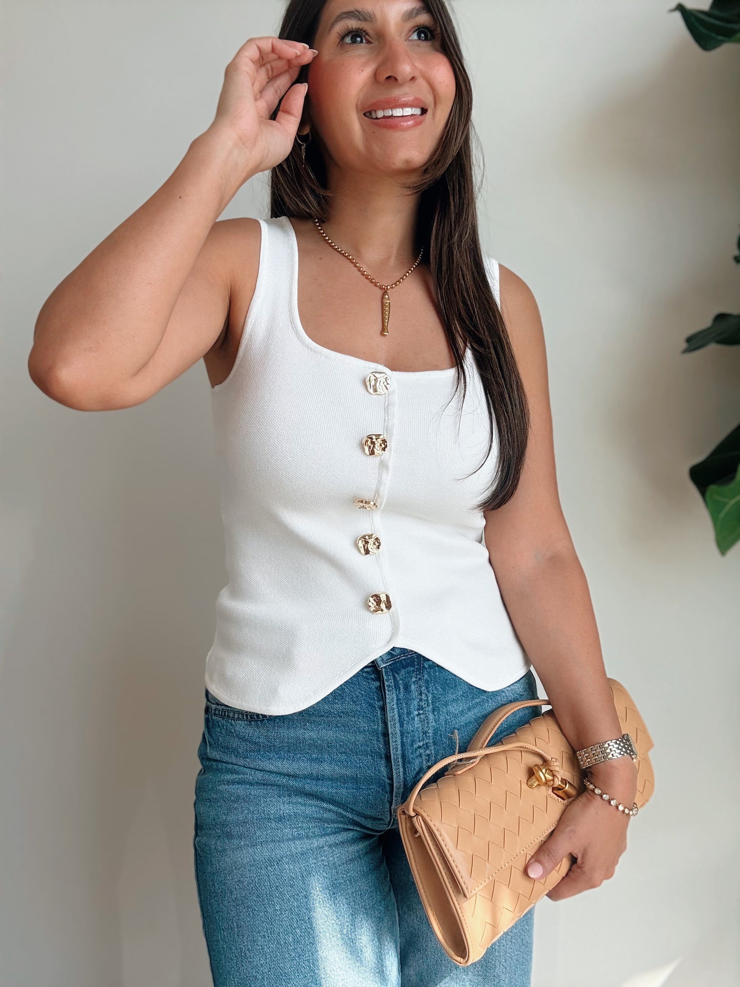 Presley Gold Button Vest