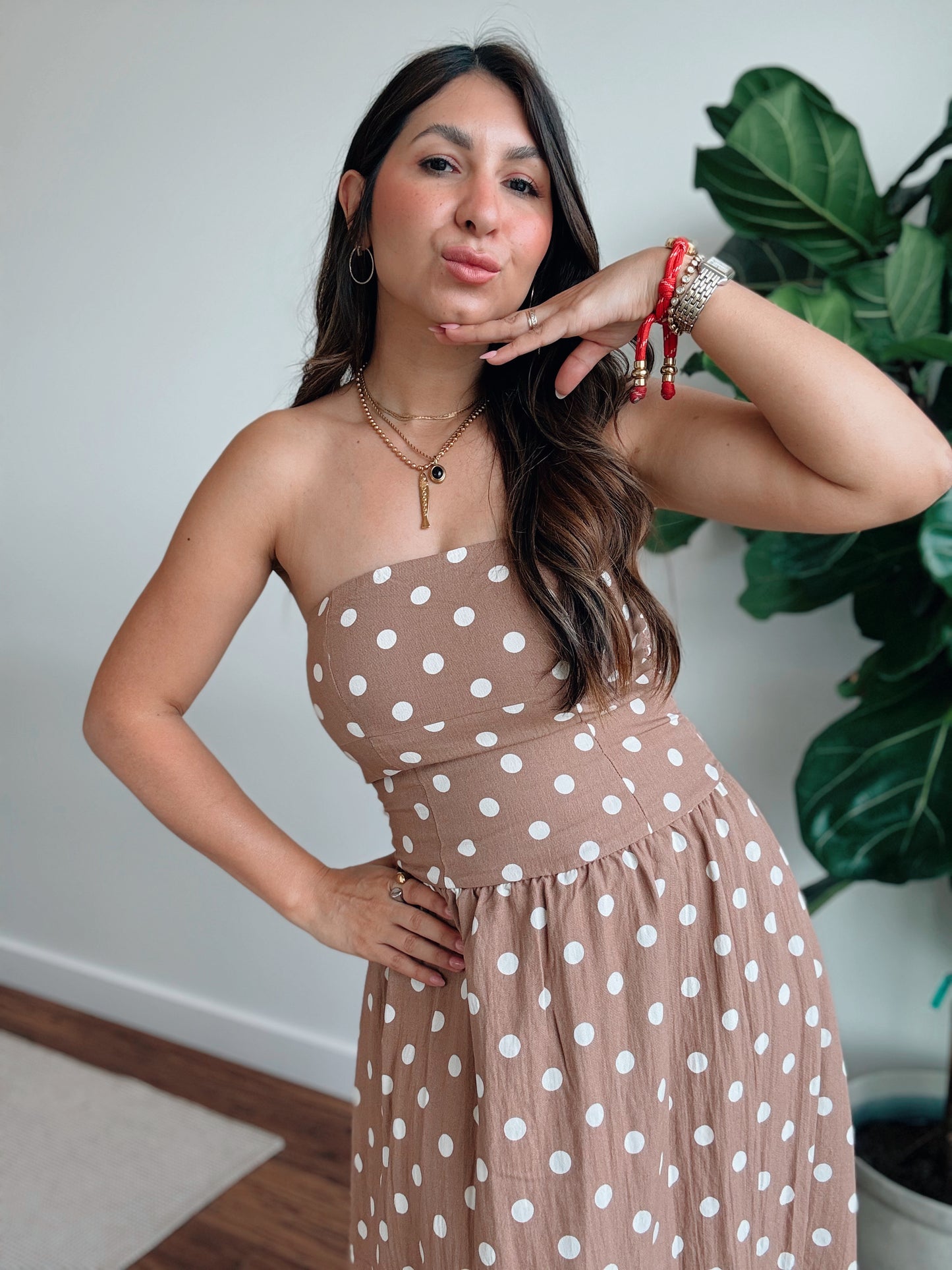 Coco Polka Strapless Dot Dress