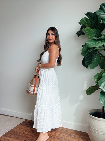 Eyelet White Midi Dress