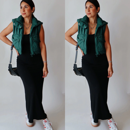 Cropped cargo puffer vest Green