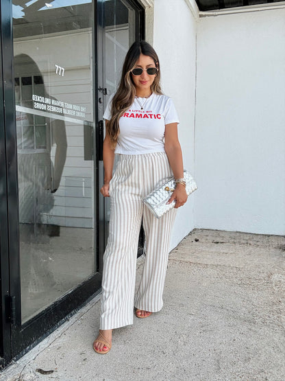 Lux Striped Tan Linen Pants