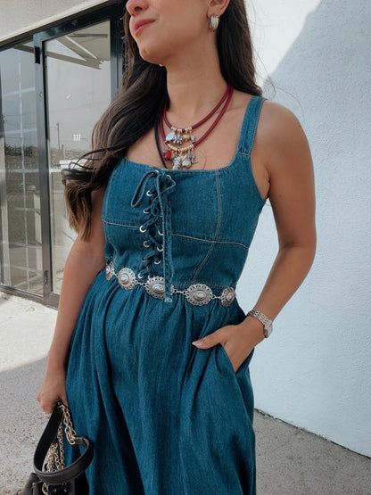 Giana Corset Denim Dress Foxtail Boutique XO Giana Corset Denim Dress Foxtail Boutique XO