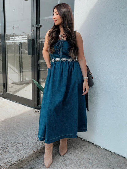 Giana Corset Denim Dress Foxtail Boutique XO Giana Corset Denim Dress Foxtail Boutique XO