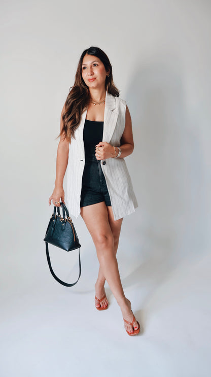 Sleeveless Linen Blazer