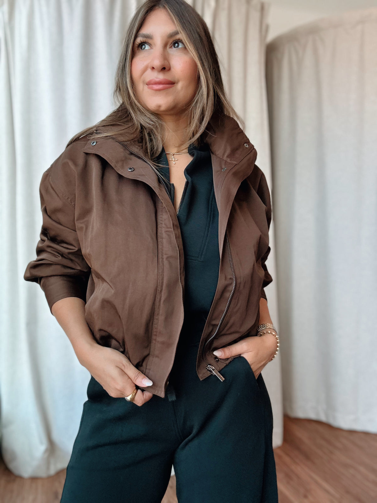 Chocolate Brown Bomber Jacket