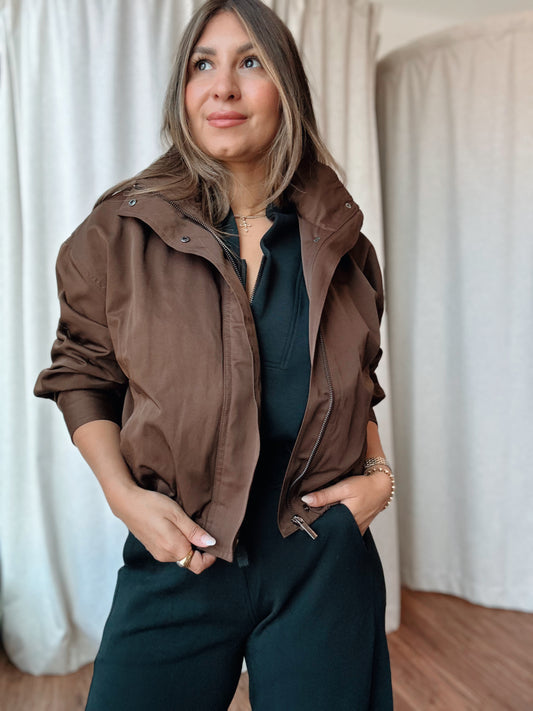 Chocolate Brown Bomber Jacket