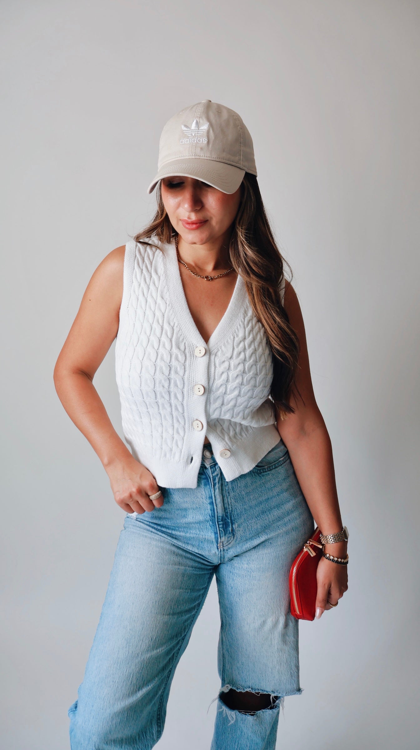 White V Neck Sweater Vest
