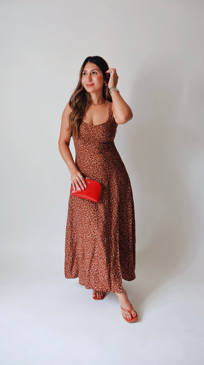 Wild Leopard Midi Slit Dress