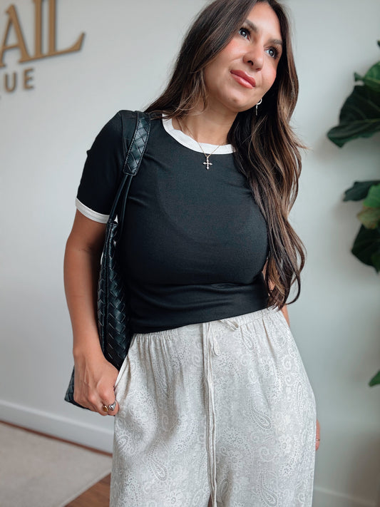 Ivy Black Contrast Tee