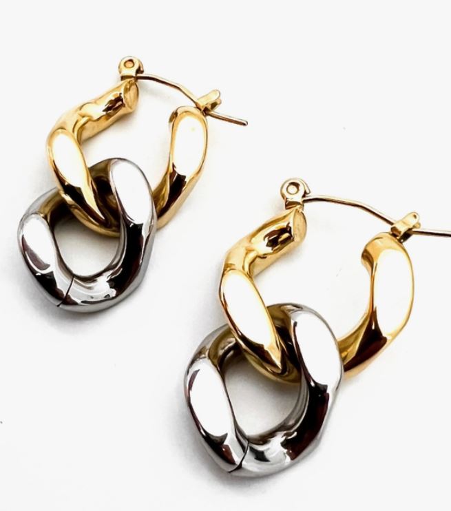 Cubana Silver Gold Earrings