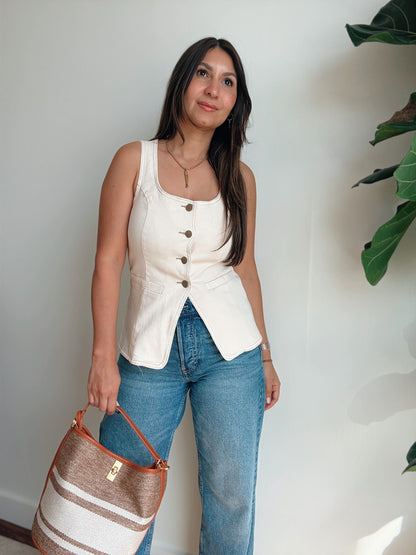 Cream Denim Vest