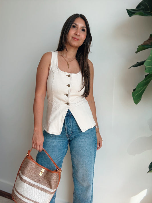 Cream Denim Vest