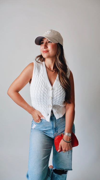 White V Neck Sweater Vest