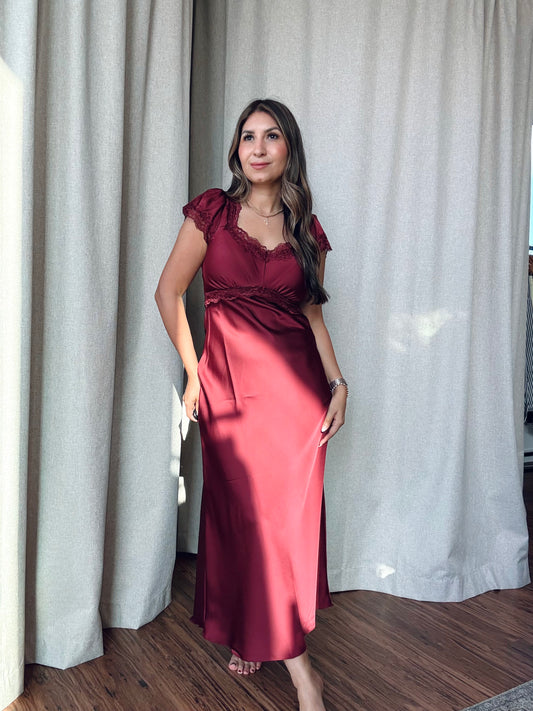 Cranberry Satin Dress