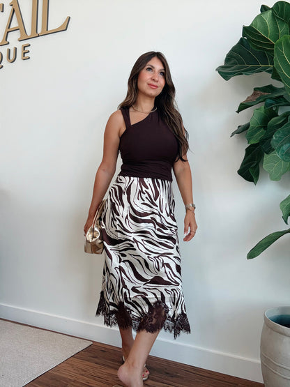 Zebra Satin Skirt