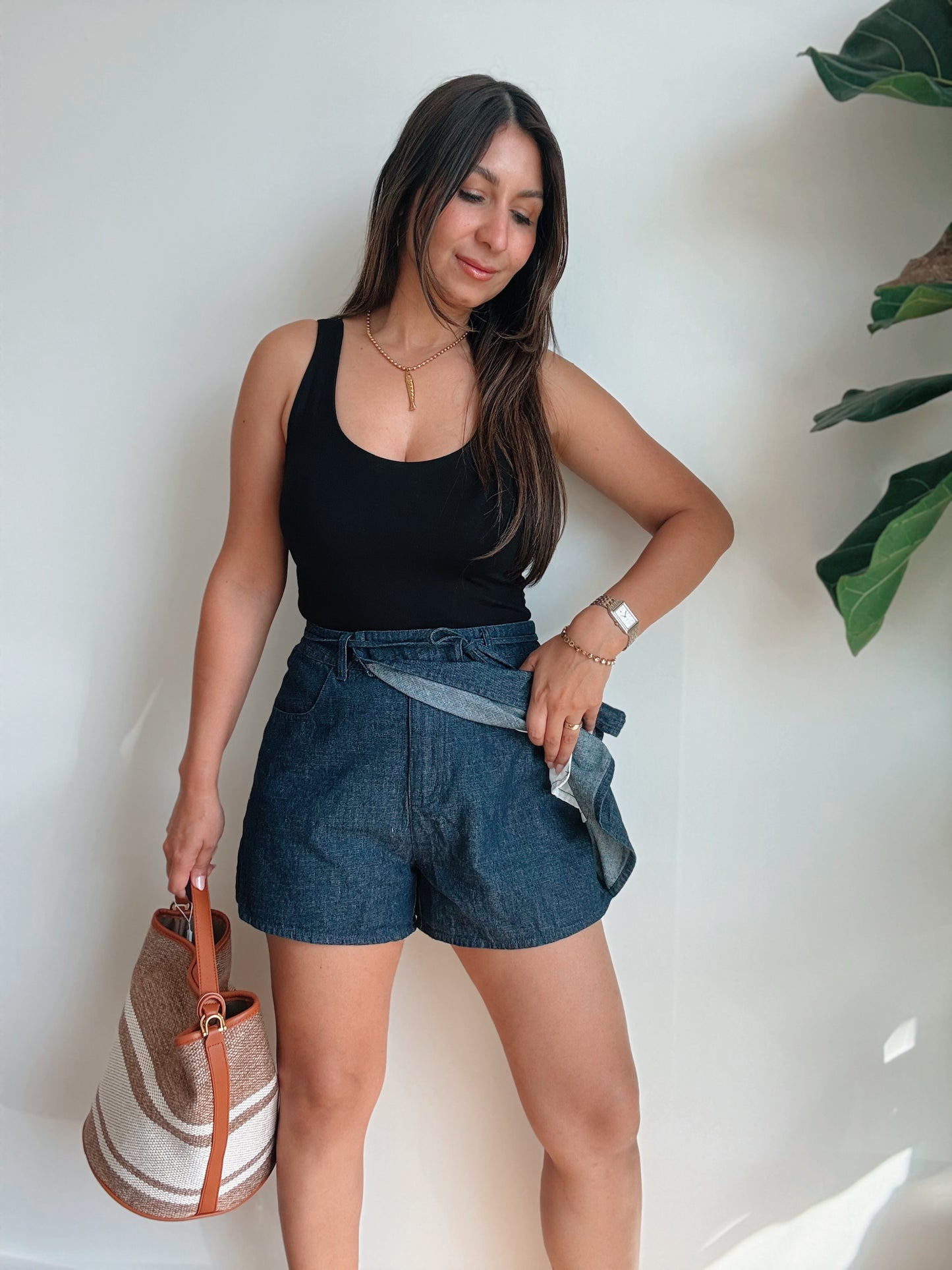 Dark Denim Wrap Skort