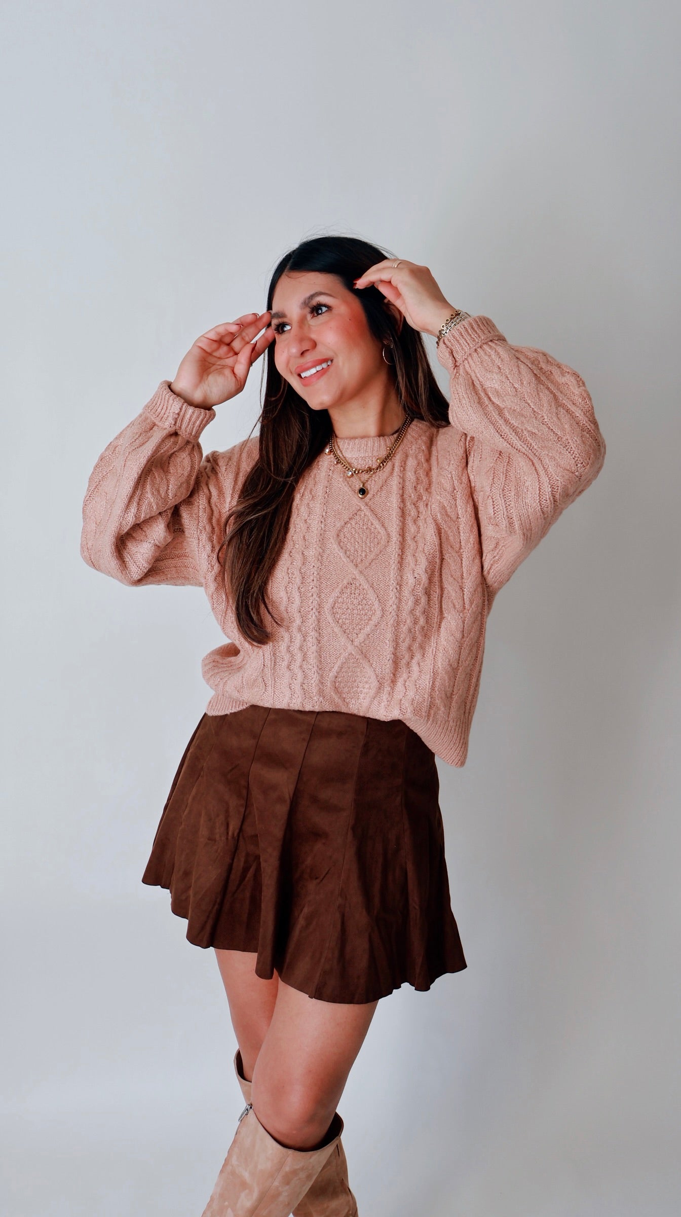 Cable Knit Balloon Sleeve Sweater