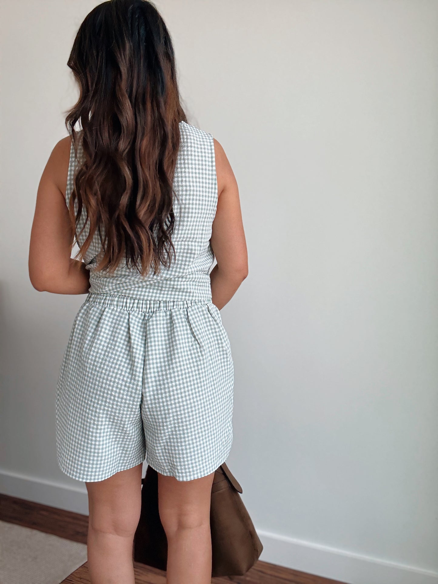 Sage Gingham Skort