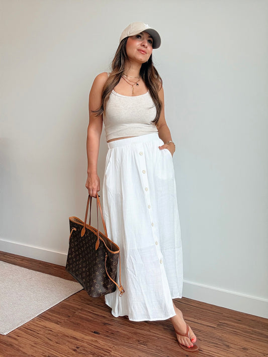 Yacht Club White Linen Skirt