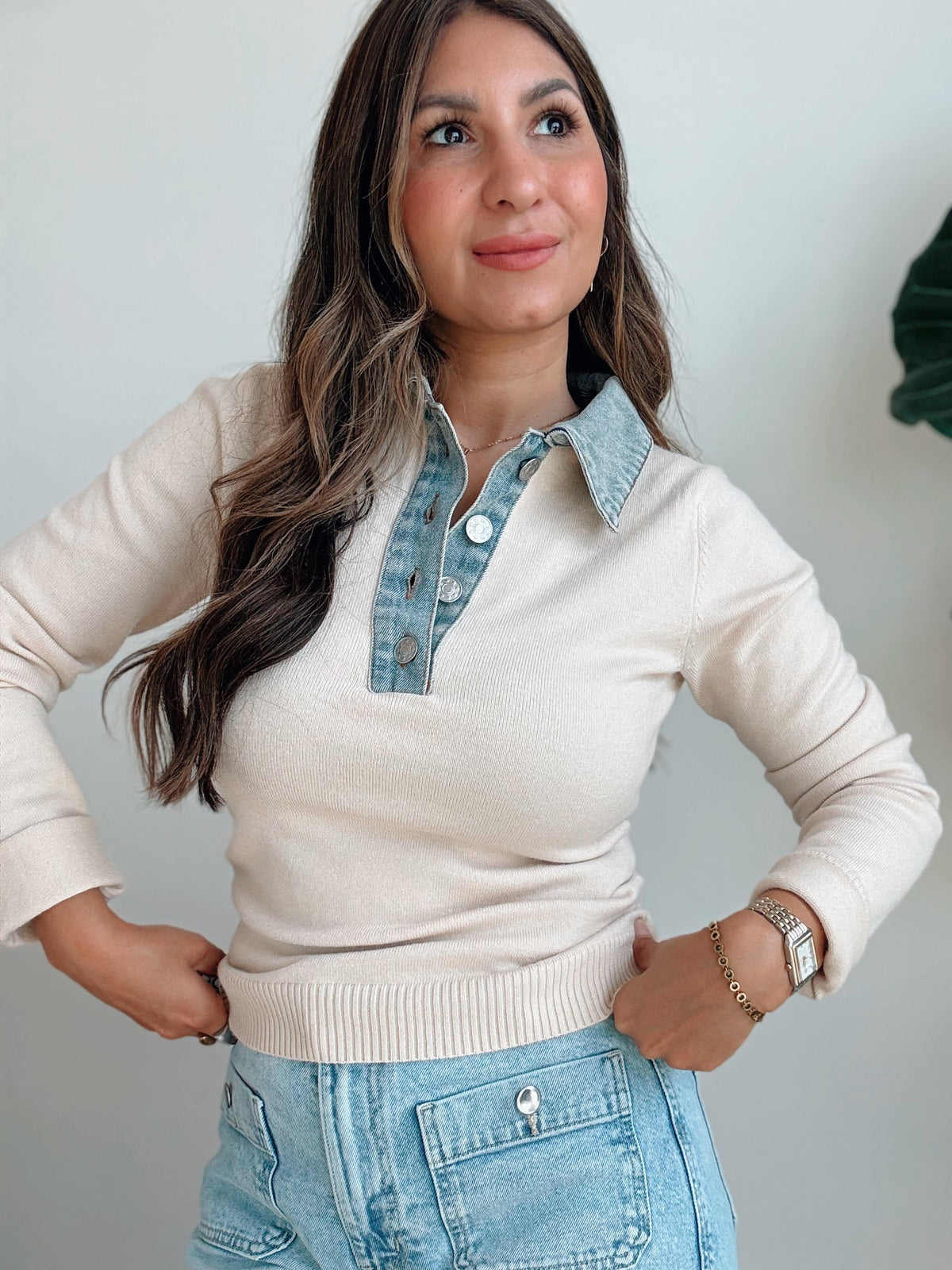 Dee Denim Collared Sweater