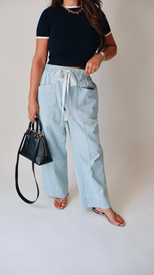 Striped Wide Leg Denim
