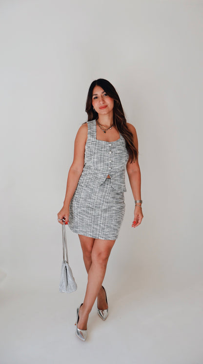 Tweed Gray Mini Skirt