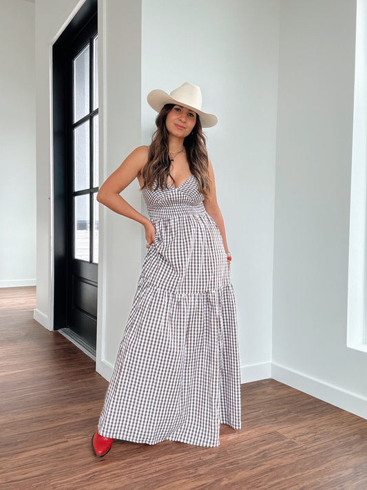 Spring Gingham Maxi Dress