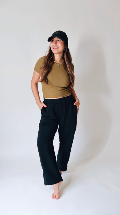 Soft Ribbed Camo Green Top