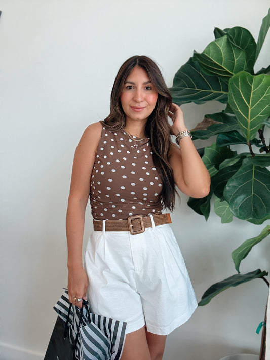 Mocha Mesh Dot Top