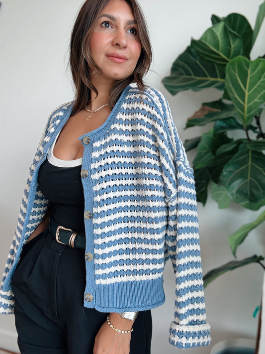 Dusty Blue Knit Cardigan